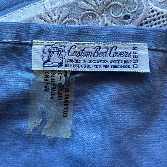 Blue & White Eyelet Bed Cover & 2 Matching Pillowcases - Picture 6 of 8